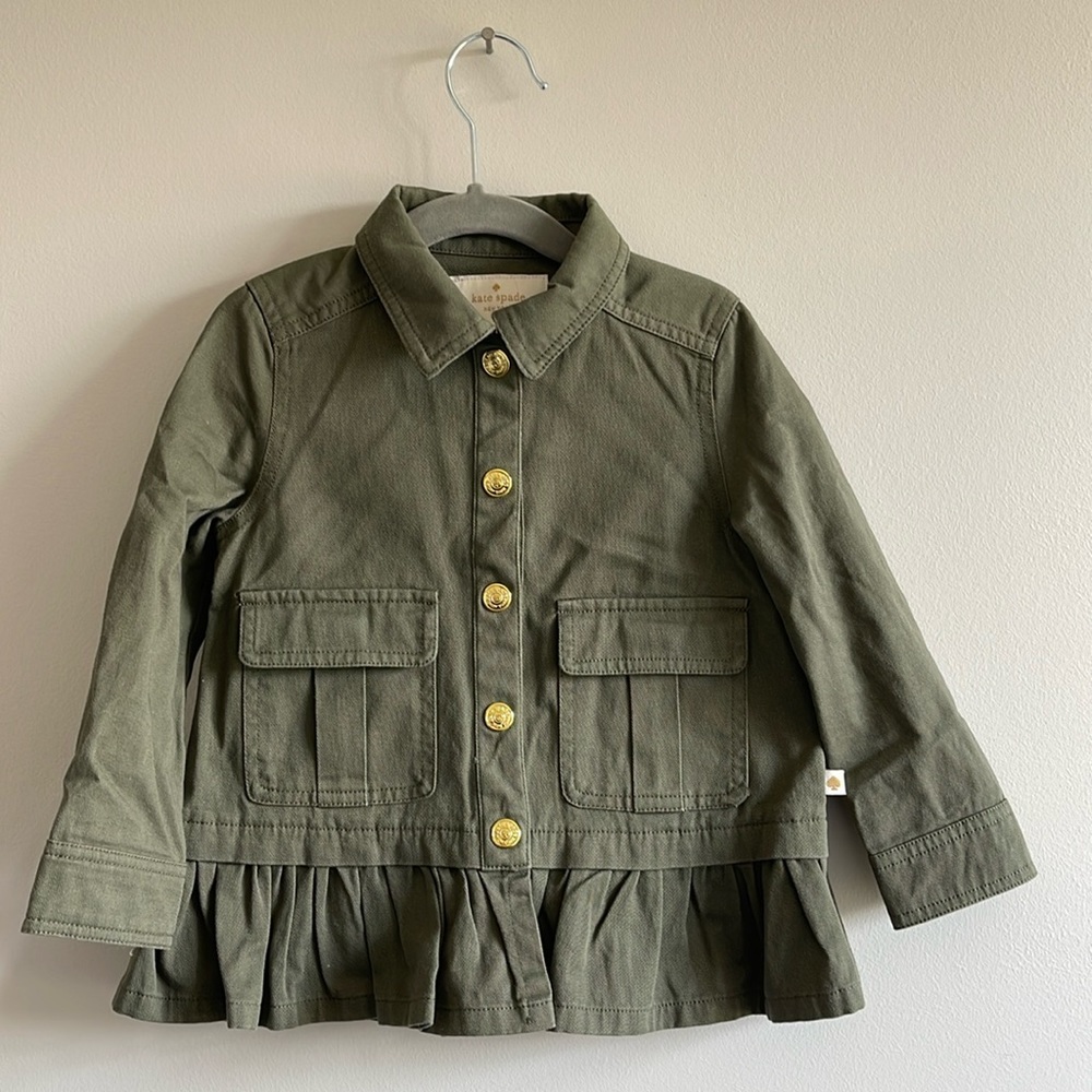 Kate Spade Army Green Artillery jacket, girls size 3